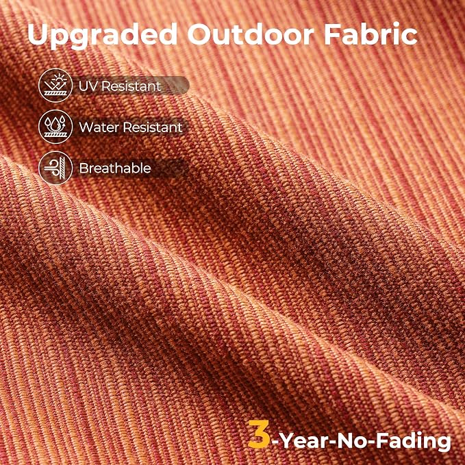 HOOOWOOO 7 Piece Patio Sectional Furniture Set,Modern Wicker Outdoor Conversation Sofa Sets,Weather Resistant Modular L Shaped Outside Couch Table Set(Orange Red)