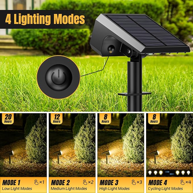 Solar Spot Lights Outdoor Waterproof, 10 Pack, 118 LED Warm White | IP67, 4 Modes Auto On/Off, for Yard Garden Pathway Walkway Tree Patio Driveway