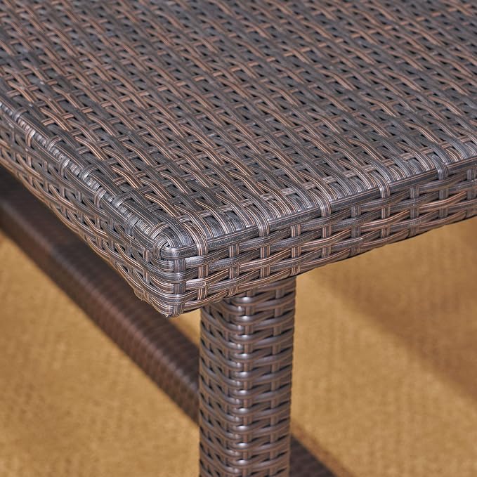 Christopher Knight Home Able Outdoor 7 Piece Wicker Dining Set, Multibrown with Crème Cushions