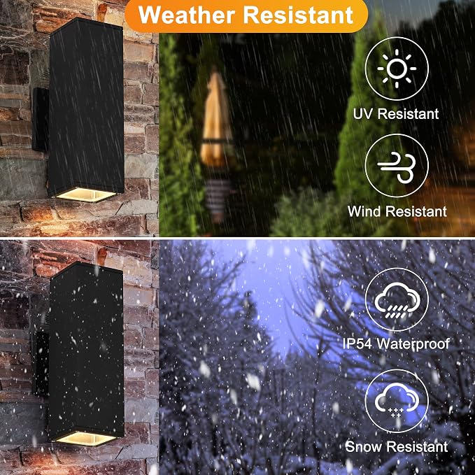 Dusk to Dawn Outdoor Wall Lights, 2 Pack Waterproof Exterior Lighting Fixtures, Up Down Porch Lights Outdoor Lights for House Porch Patio, ETL Listed