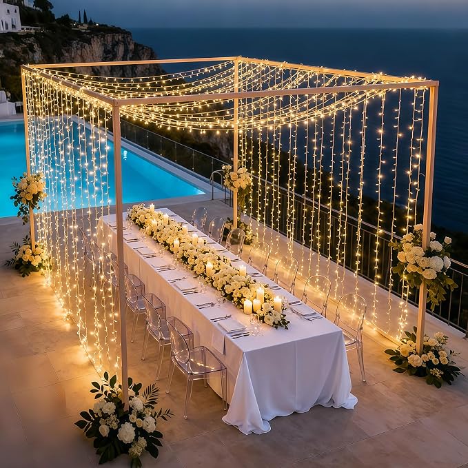 JMEXSUSS 1000 LED Christmas String Lights with Remote, Outdoor Lights | Plug in Warm White Christmas Tree Lights for Indoor Outdoor Bedroom Garden Yards Party Holiday Wedding Decor,Clear Wire