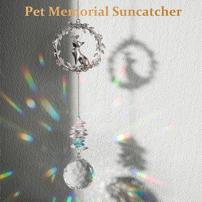 Cat Memorial Gifts for Loss of Cat, Cat Sympathy, Pet Memorial Suncatcher | Thoughtful Cats Remembrance Suncatcher Keepsake, Cat Passing Away Bereavement Memory Gift