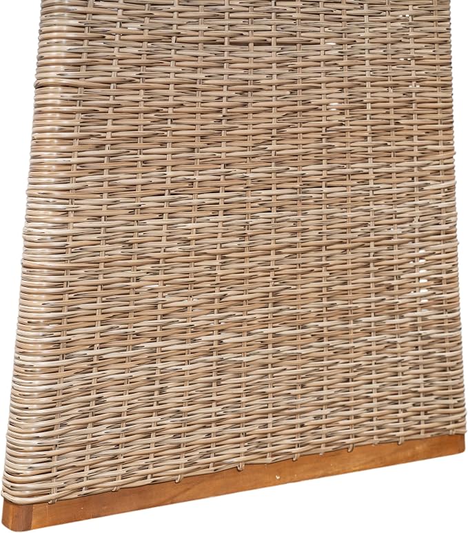 Merax 3-Piece Outdoor Dining Set Acacia Wood, 1 Table + 2 Benches, Slatted Design Tabletop & Woven Rattan Legs, Weather-Resistant Rectangle Patio Dining Set, Brown