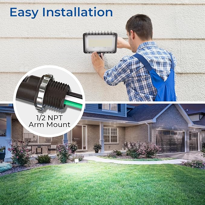 CINOTON 120W LED Flood Lights Outdoor, IP65 Waterproof Exterior Security Wall Lights with 180°Knuckle, 16800LM 120V Outside Aluminum Lighting Fixture for Courtyard Barn Garage 5000K 2 Pack, UL Listed