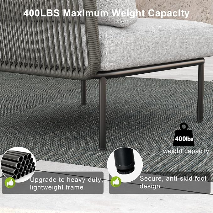 LayinSun 11 Pieces Aluminum Patio Furniture Set, Modern Modular Sectional Sofa with Fire Pit Table and Upgrade Thickness Cushion