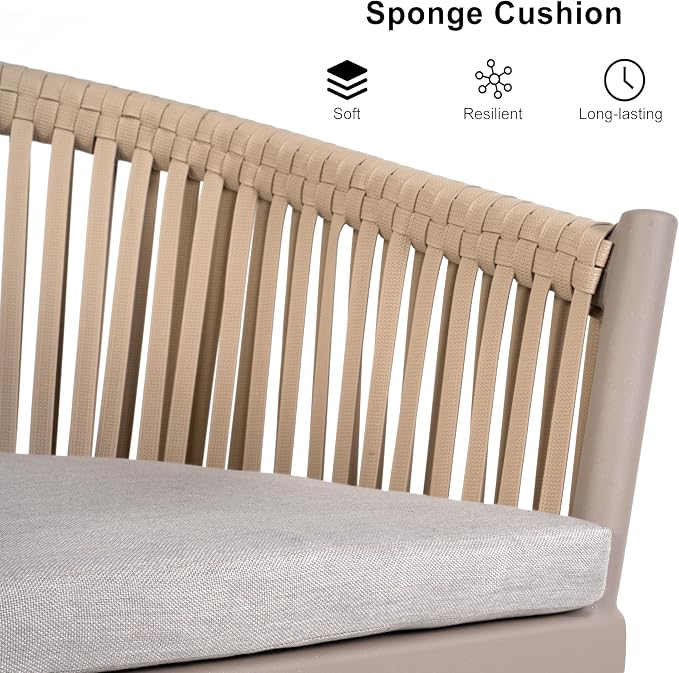 PURPLE LEAF 9 Pieces Outdoor Dining Set with Patio Aluminium Dining Table and Wicker Rattan Chairs Modern Furniture Cushions Sets for Backyard Indoor Decor Kitchen Champagne