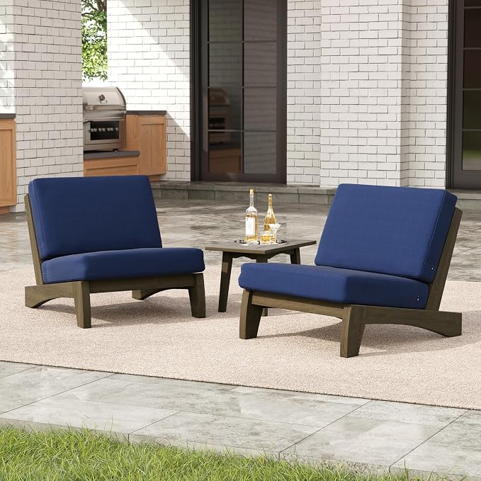 3 Pieces Patio Furniture Sets, All-Weather Outdoor Wood Bistro Set Patio Conversation Side Table Chiars for Balcony, Backyard