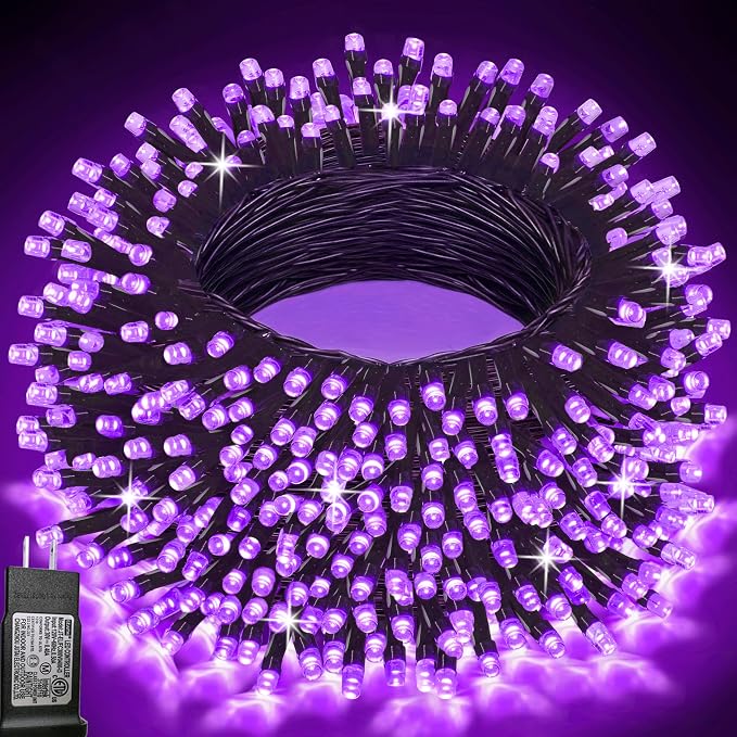 200 LED Purple Halloween Lights Outdoor String Lights, 66 ft | Green Wire Waterproof Twinkle Fairy Lights with Timer, 8 Modes Connectable String Lights Indoor Bedroom Halloween Decorations