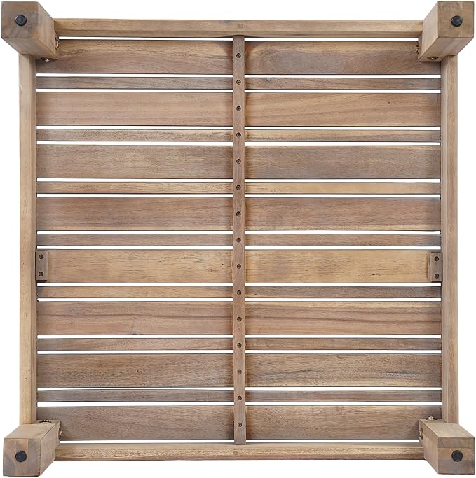 Christopher Knight Home Rynn Outdoor Coffee Table for Patio Furniture Set, Weather Resistant Acacia Wood Accent Table with Slatted Design, Rustic Square Side Table for Garden Porch, Light White