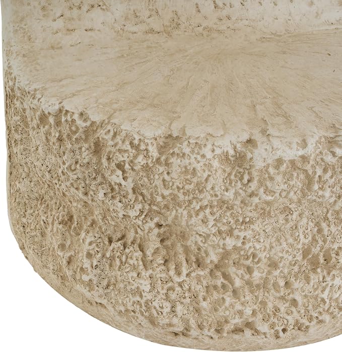 Christopher Knight Home Skye Round MGO Outdoor Side Table With Hollow Cylindrical Design, Square Accent Table with Stone-Like Texture, Weather Resistant Small End Table for Indoor/Outdoor Usage, Beige