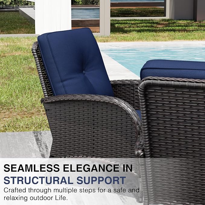 Joyside Wicker Patio Furniture Set, 5 Piece Outdoor Furniture Set with Thickened Cushions, High Back, Deep Seating, Wide Armrest, Rattan Outdoor Chairs for Porch, Deck