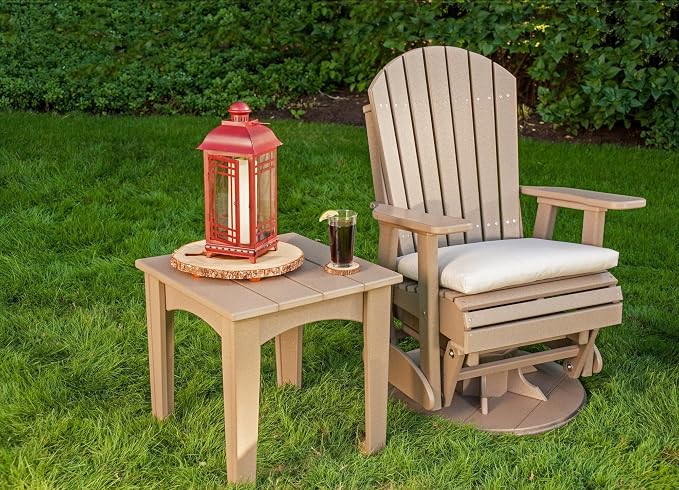 LuxCraft Island End Table – HDPE Poly Lumber Outdoor Side Table, Weatherproof Patio Accent Table, Low-Maintenance Porch Furniture (Weatherwood)