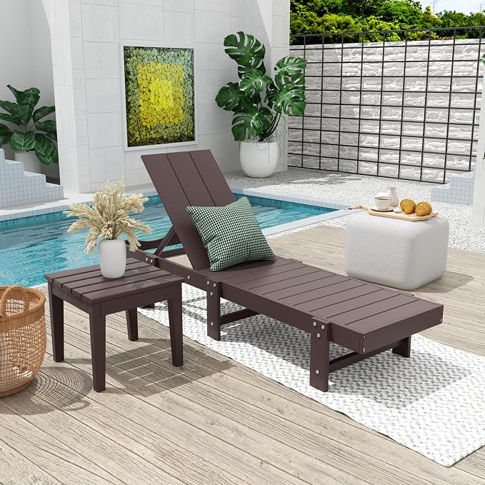 Costaelm Small Outdoor Side Table, Patio End Table Weather Resistant Outdoor Coffee Table, Square Conversation Table for Indoor, Porch, Balcony, Garden, Poolside, Deck, Dark Brown