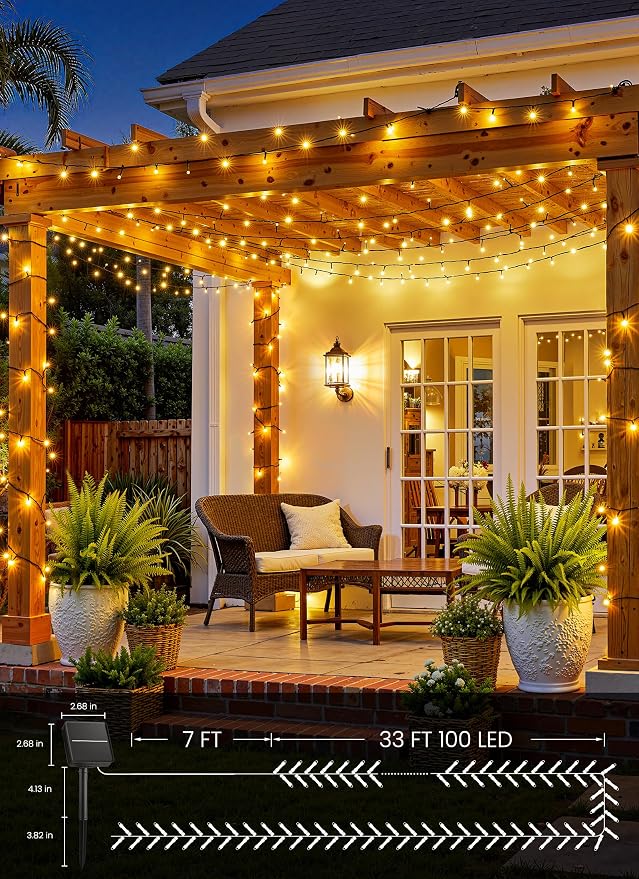 Brightown 4 Pack Solar String Lights Outdoor Waterproof, 160 FT 400 LED | Solar Powered Christmas Lights with 8 Modes, Auto On/Off, Patio Lights for Outside Tree Garden Party Decor (Warm White)
