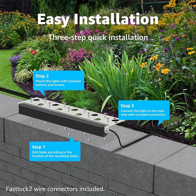 SUNVIE 12 Inch LED Hardscape Lighting 2700K Soft White Retaining Wall Lights 7W LED Landscape Lighting 12-24V Low Voltage Step Lights Outdoor with Connectors Waterproof Hardscape Paver Light, 12 Pack