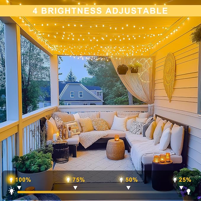 JMEXSUSS Indoor String Lights for Bedroom, 800 LED Christmas Lights Outdoor | 131 Ft Classroom Lights Clear Wire With Remote,Plug-In, Dimmable, Hanging Light for Backyard Porch Party Decor, Warm White