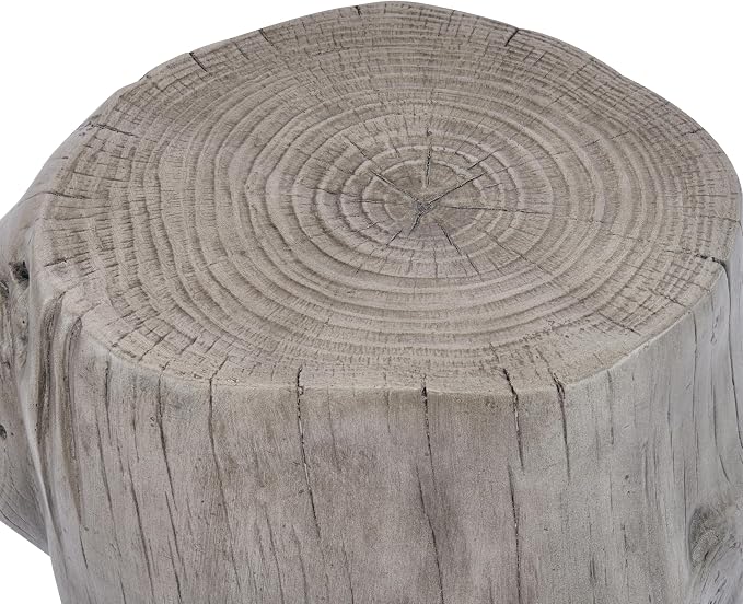 Christopher Knight Home Lomlyn Outdoor Tree Stump Side Table, Lightweight Concrete End Table, Accent Table with Natural Wood Form, Decorative Small Coffee Desk for Living Room Patio, Antique Grey