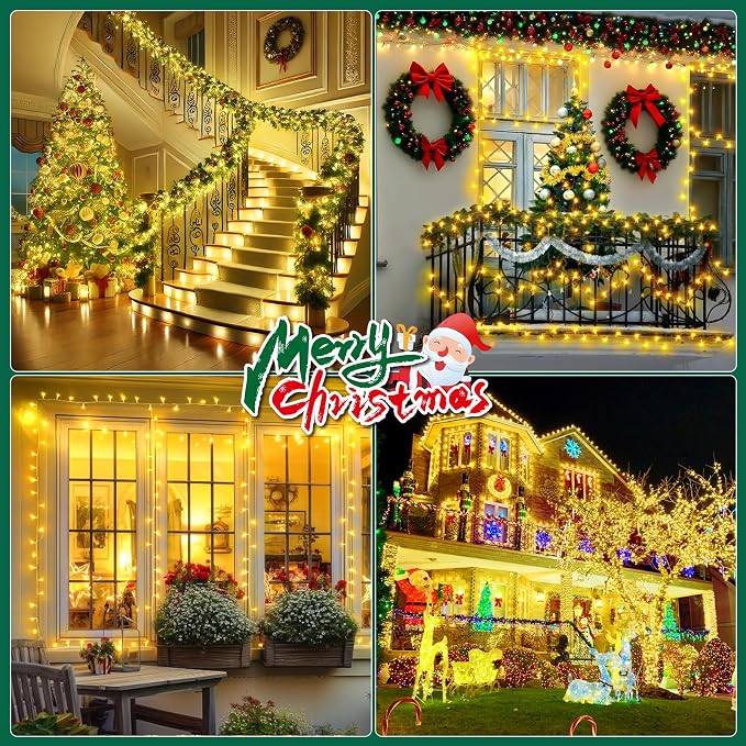 Christmas Lights Outdoor, 403FT 1000 LED String Lights 8 Modes and Timer Memory Function Twinkle Fairy Lights IP44 Waterproof Plug in for Xmas Tree Wedding Party Holiday Decor(Warm White)