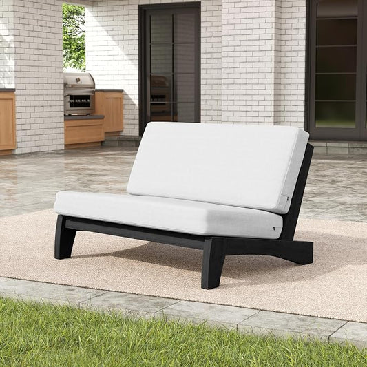 Pia Ricoo 1-Piece Patio Furniture Set, Outdoor Loveseat with 4.5-Inch Thick Cushions, All-Weather Outdoor Sofa for Backyard, Deck, Lawn - Beige/Dark