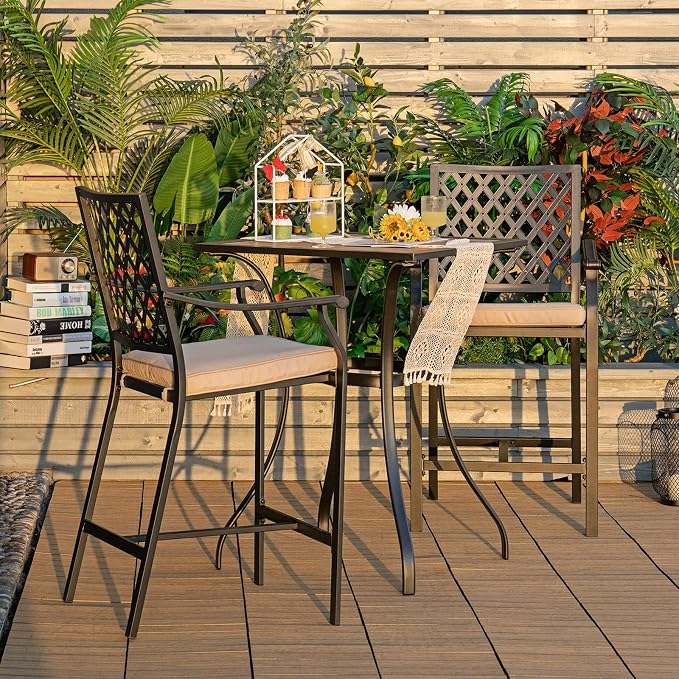 Giantex Patio Bar Table Outdoor Square Bistro Bar High Table All Weather Patio Dining Table Garden Backyard Porch Lawn Poolside