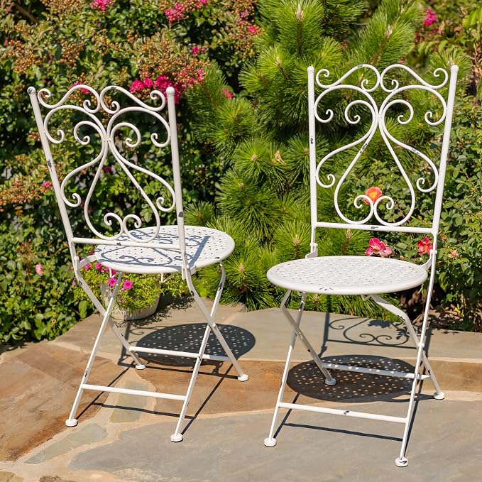 Zaer Ltd. Five-Piece Metal Dining Set in Antique White Solebury