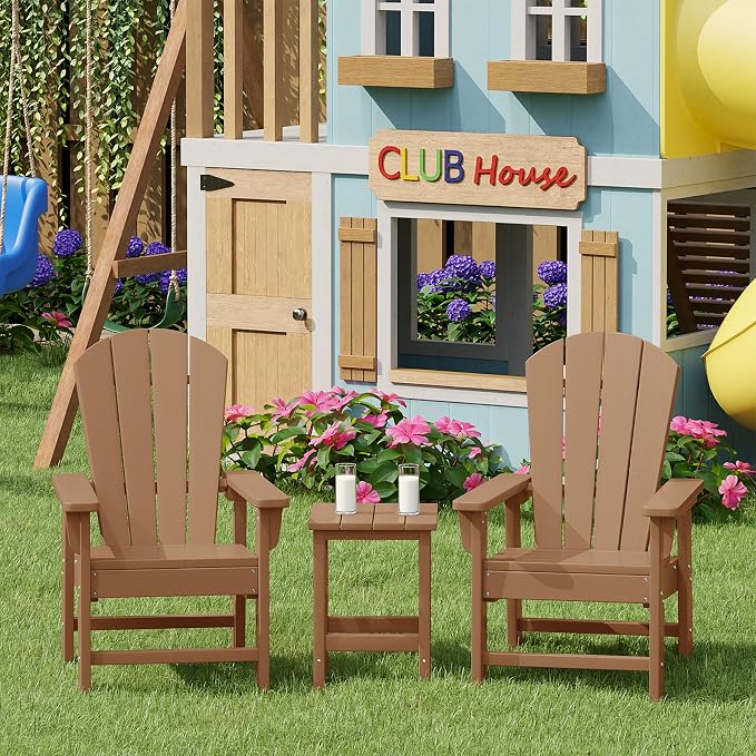 Costaelm Kids Outdoor End Table, Small Patio Table, Outdoor Side Table Porch Table Adirondack Patio Side Table for Outside, Pool, Porch, Garden, Teak