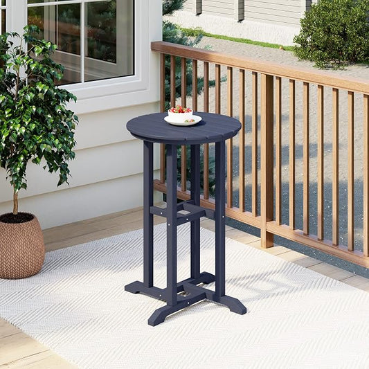 Costaelm Outdoor Bar Table, 37" Counter Height Round Patio Cocktail Bar Table, Patio Bar Table Bistro Dining Table Pub Table for Front Porch Deck, Backyard, Garden, Navy Blue
