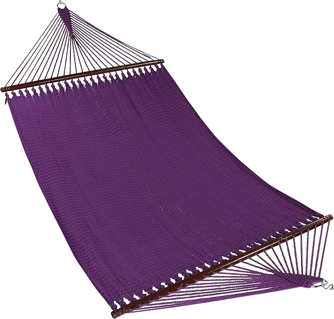 Jumbo Caribbean Hammock and Metal Tribeam Stand (Purple)