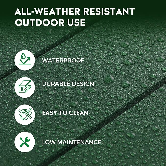 Costaelm Patio Conversation Set, Outdoor Chairs Set of 5 Balcony Firepit Furniture Outdoor Adirondack Round Table and Chair Backyard Furniture Set for Lawn Porch Pool Garden, Dark Green