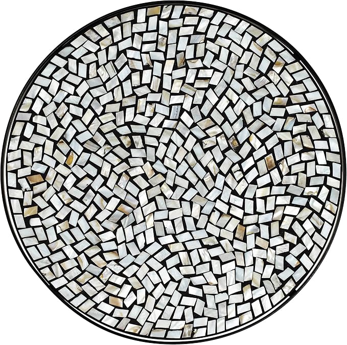 Teal Island Designs Zaltana Modern Black Metal Round Outdoor Accent Side Tables 14" Wide Set of 2 Set of 2 Free-Form Mosaic Tile Tabletop Gracefully Curved Legs for Spaces Porch Patio Home Hous