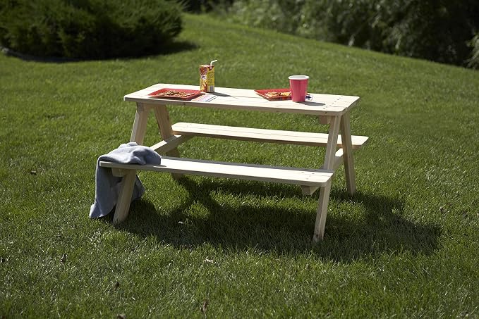 Kids Wooden Picnic Bench Outdoor Patio Dining Table, 37 x 10.8 x 4.9, Brown