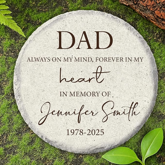 Personalized Dad Memorial Garden Stone, Custom Sympathy Stone for Loss of Father Mom Grandparents, Bereavement Gifts for Loss of Loved One Memorial Plaque, Family Keepsake for Garden Outdoor Décor