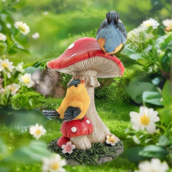 Leekung Bird Garden Statue Welcome Sign Outdoor Garden Decor for Patio Yard | Resin Bird Figurine Welcome Sign, Weather-Resistant Garden Statue for Front Porch,Entryway,Shelf,Table,Gift for Bird Lovers
