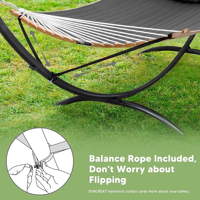 SUNCREAT Hammocks Standing Patio Hammock, Portable Hammock with Stand Foldable, Patent Pending, Dark Gray