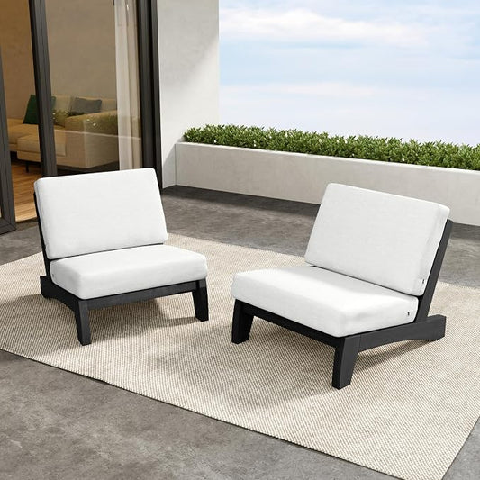 2 Pieces Patio Furniture Sets, All-Weather Outdoor Wood Bistro Set Patio Conversation Chiarsfor Balcony, Backyard