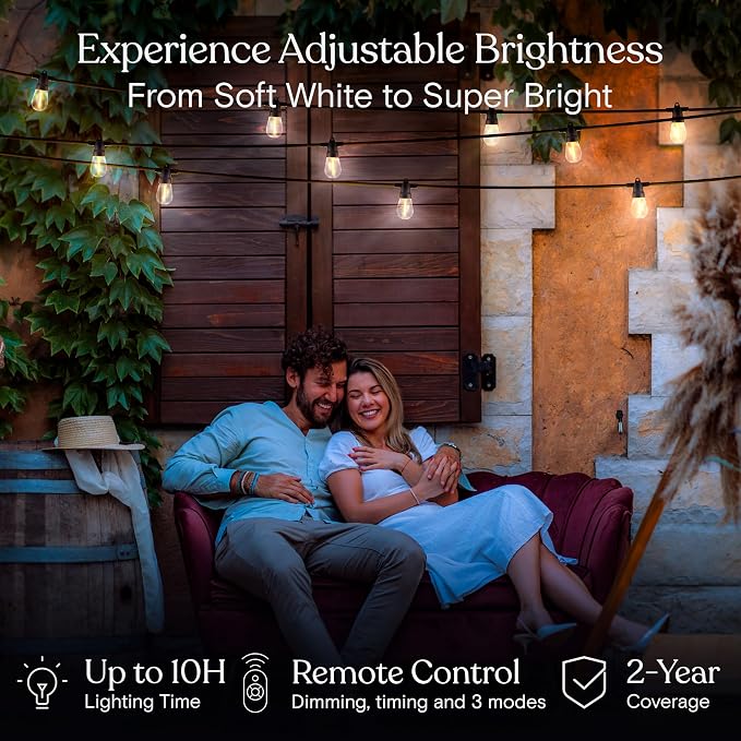 Brightech Ambience Pro Solar String Lights & Remote, Commercial Grade 27 ft