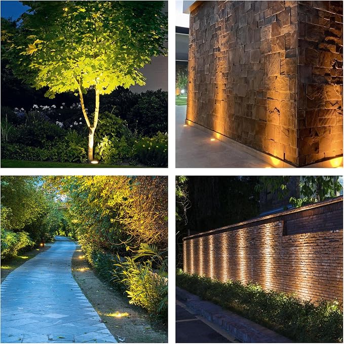 JESLED 12 PackOutdoor Landscape Lights, Low Voltage In Ground Well Lights | 3000K Warm White, 6W LED, 12V/24V, IP67 Waterproof, 5-Ton Pressure Resistant & 90° Beam for Driveway Decks Step Garden