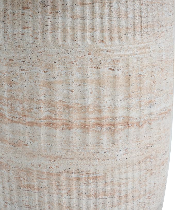 Christopher Knight Home Jaym 18.50" H Indoor Outdoor Accent Side Table, Patio Decorative End Table, Cylinder Lightweight Concrete Garden Stool for Patio Balcony & Garden Decor, Travertine