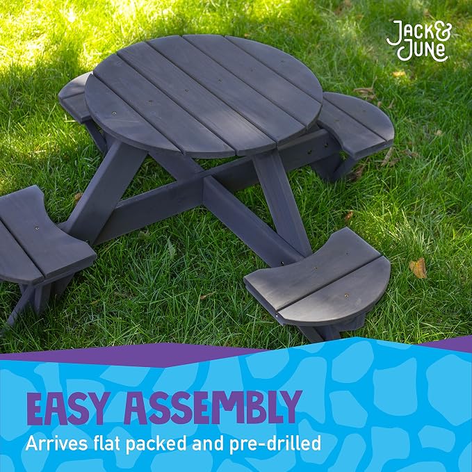 Jack & June Circular Cedar Picnic Table – 100% Cedar Wood – Weather Resistant – Perfect for Outdoor Dining and Entertaining