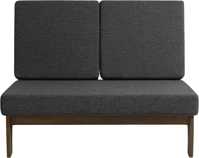 Outdoor Furniture Patio Couch, Weather Resistant Patio Loveseat Sofa Couch with Removable Cushion & Pillows, Teak Wood Frame for Porch & Backyard Seating - Dark Gray