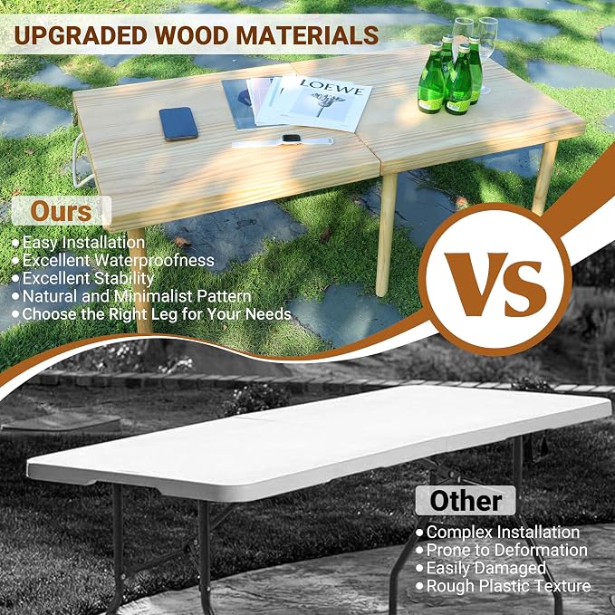 Boho Wooden Low Picnic Table, 60" x 30" Portable Foldable Beach Picnic Table for 6-8 People to Beach, BBQ, Camping, Party, Garden, Outdoor, Indoor (Extra Large)