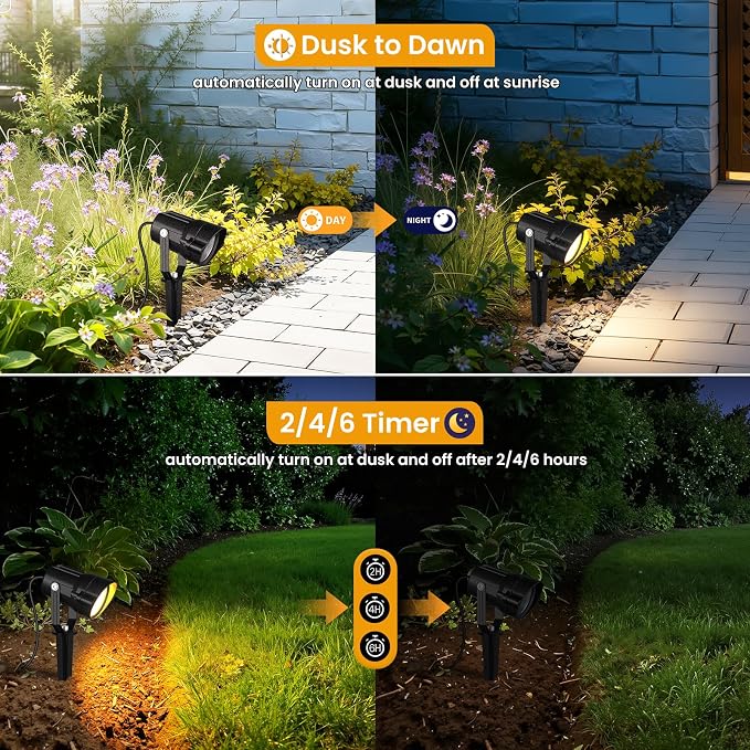 Low Voltage Landscape Lighting Kit, 3000K Spotlights Outdoor 8Pack | All-in-One Landscape Light with 150W Transformer Dusk to Dawn, 66FT Wire, IP66 Waterproof Outdoor Lights for Yard Path 12-24V
