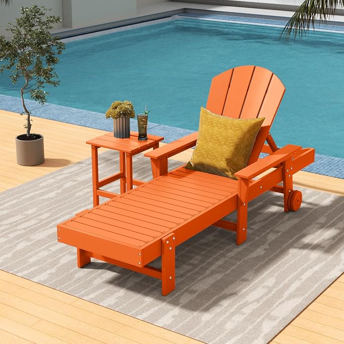 Costaelm Square Outdoor Side Tables, Adirondack Patio Tables for Outside, HDPE Patio End Table Weather Resistant, Balcony Table for Pool, Seaside, Backyard, Porch, Indoor Companion, Orange