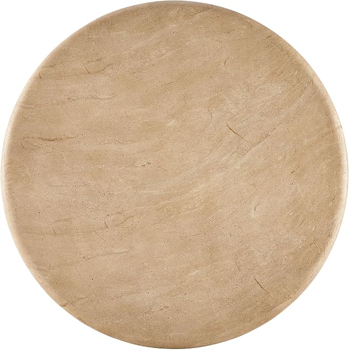 Modway Tori 48 Inch Round Concrete Outdoor Dining Table in Travertine - Modern Patio Bistro Table, Seats 4, for Backyard, Balcony, Sunroom, Deck, Or Indoors
