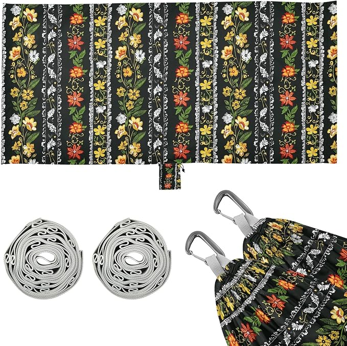 Camping Hammock Outdoor Hammocks for Outside Black Floral Beach Trees Portable Lightweight with Pockets Tree Straps Indoor