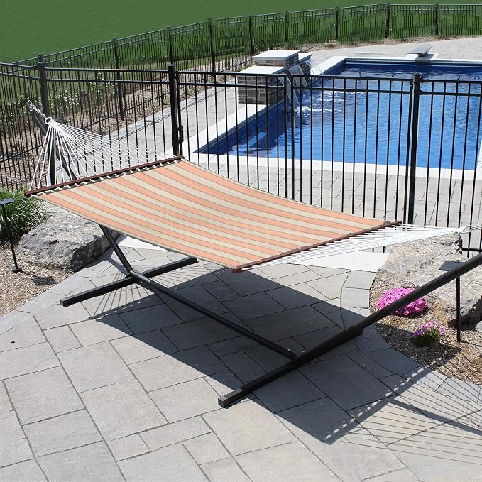 Vivere Fade Resistant Quilted Hammock with Spreader Bars - 450 lb Capacity (Cameo)