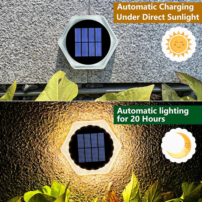YiLaie Solar Dock Deck Step Lights for Outside Stick on Solar Powered Outdoor Waterproof Driveway Solar Stair Lights for Flat Post Boat Garden Patio Concrete Pathway Walkway Auto ON/Off (6 Pack)