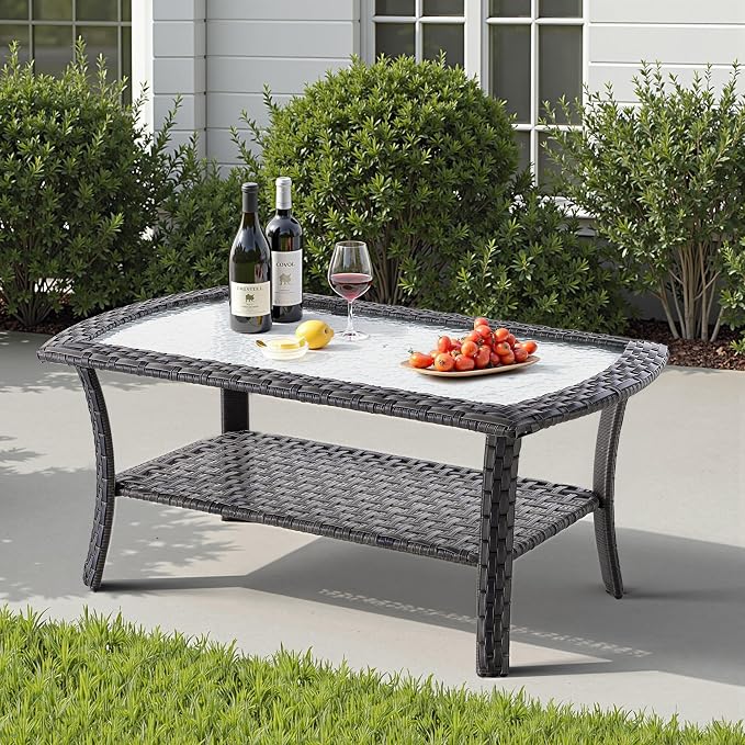 8 PCS Patio Outdoor Furniture Set with Swivel Rocking Chairs,All Weather Wicker Rattan Patio Seating Sofa and Chairs Set,Outdoor Conversaiton Sets for Deck Yard Prrch Garden Poolside,Blue