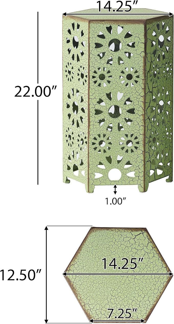 Metal Outdoor Side Table, Sunburst Cut-Out Design, Vibrant Color Addition, No Assembly & Lightweight, Patio Side Tables for Outside, Garden, Entertaining,Green