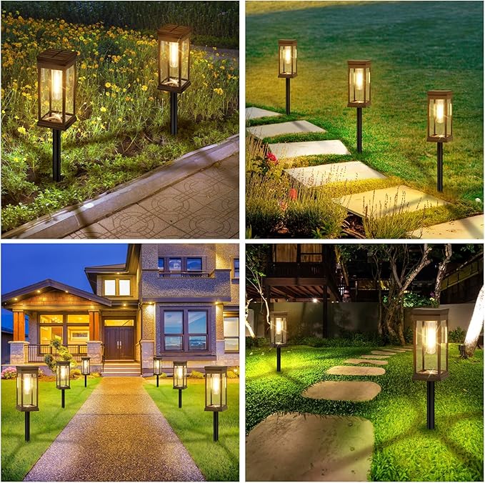 BesLowe 2-Pack Solar Pathway Lights Outdoor, Landscape Lights Warm White | Upgraded Large Size & Bright LED, Auto ON/OFF, IP65 Waterproof, Easy Installation, Solar Powered Lights for Garden Walkway
